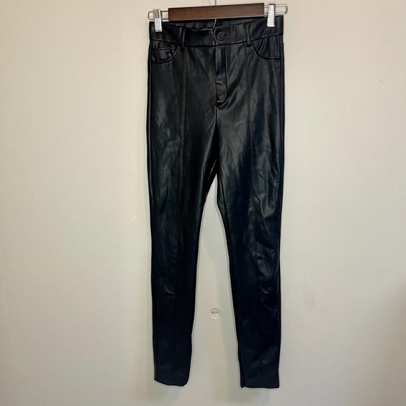 ZARA Womens High Rise Skinny Faux Black Leather Pants Size XS - Picture 1 of 4